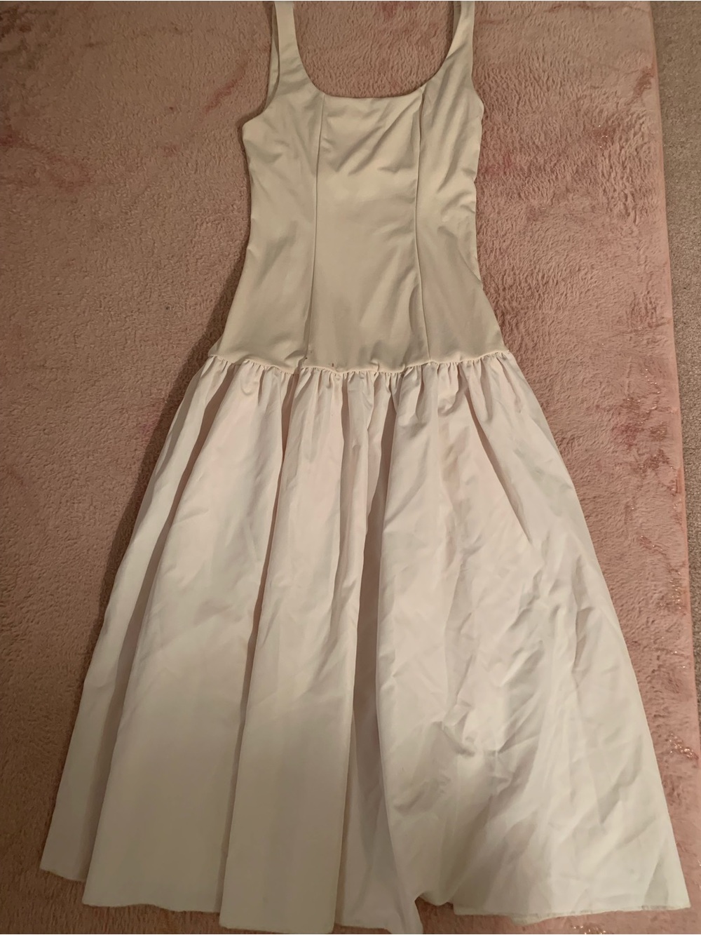 Women’s Cream White Tank Bodice Full Skirt Dress